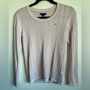 Tommy Hilfiger Baby Pink Long Sleeve Cotton Cableknit Sweater - M Medium